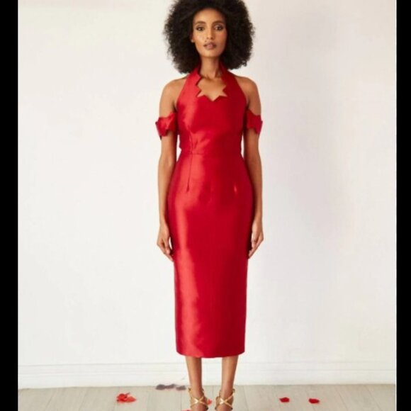 Imad Eduso Ife Silk Midi Dress Size 4 Wedding Guest Cocktail Party - Picture 2 of 11